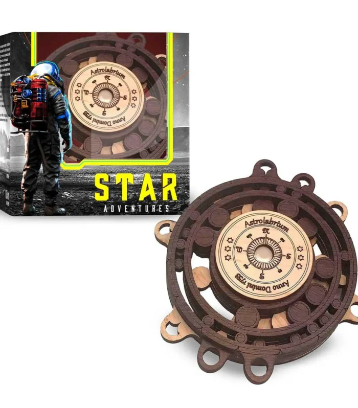 Astrolabe Wooden Labyrinth Disc Puzzle Decorative Object